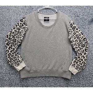 Fox Gray Sweatshirt with Animal Print Sleeves